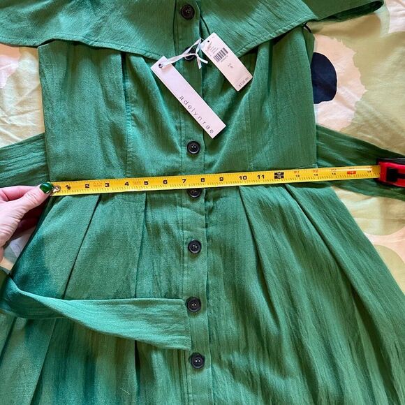Anthropology - Astrid Off Shoulder Button Front Midi Dress Green  NWT - Picture 7 of 10